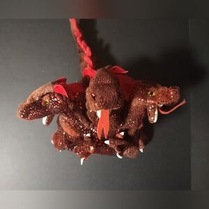 Folkmanis Plush Red DRAGON Full Body Puppet 3 Three Heads Wings Metallic Scales